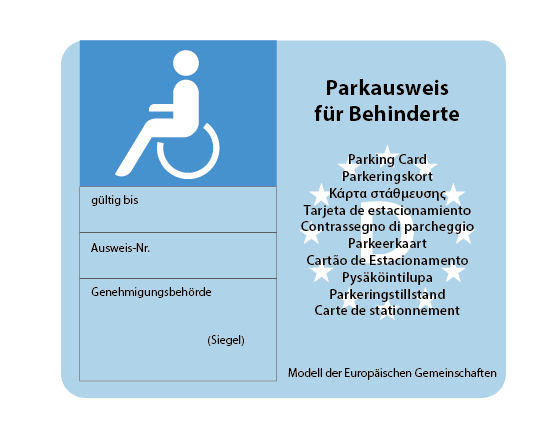 Parkausweis für Behinderte, l'une des cartes de stationnement pour les personnes en situation de handicap en Allemagne