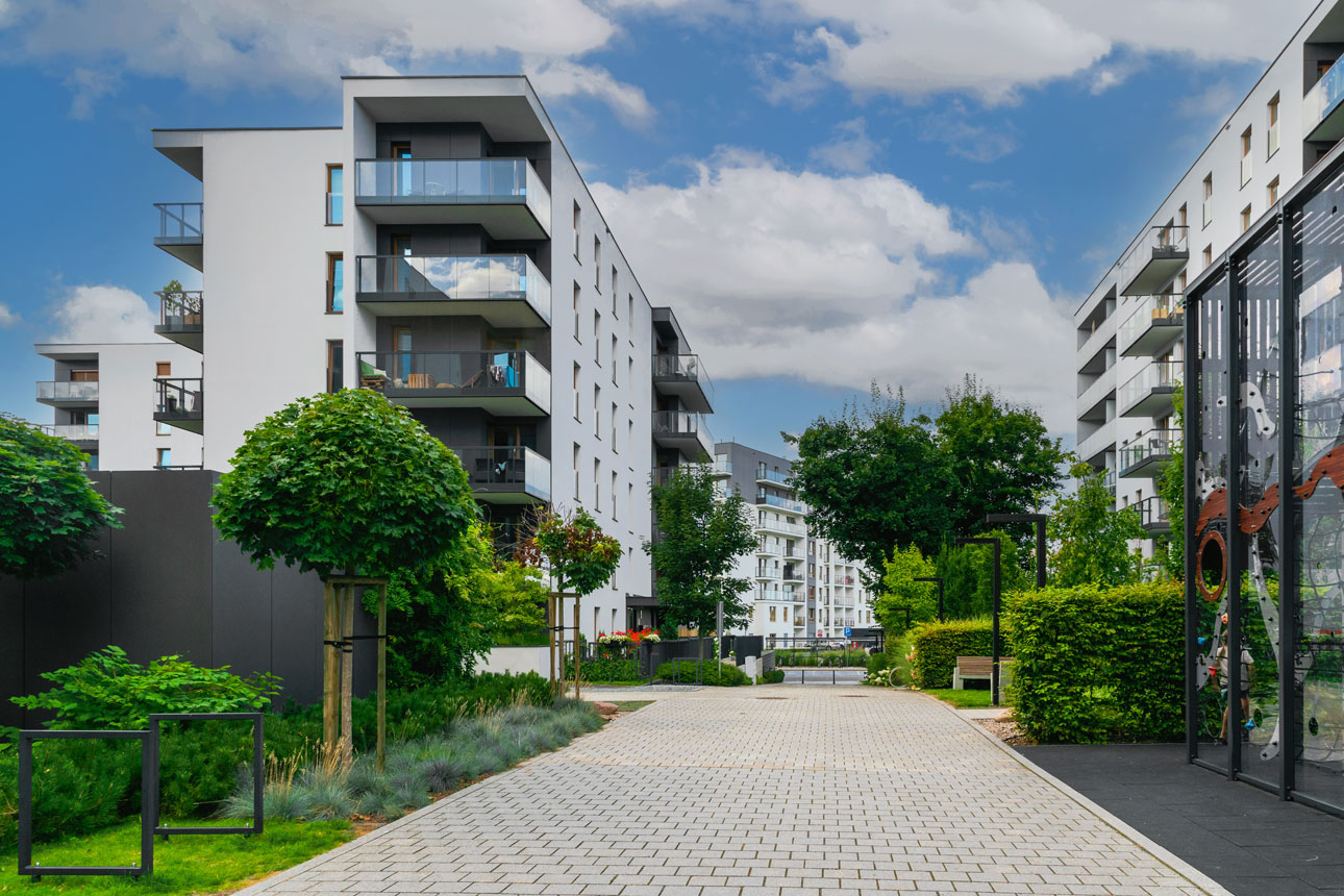 Une nouvelle zone résidentielle en Allemagne avec des appartements à acheter pour vivre ou pour un investissement locatif.
