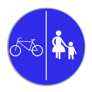 Panneau de signalisation : Piste cyclable accolée à un trottoir