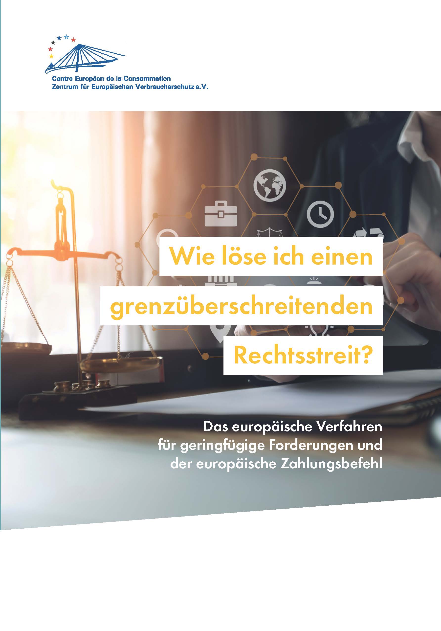 Deckblatt der Broschüre „Wie löse ich einen grenzüberschreitenden Rechtsstreit?“