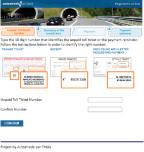 Explications de paiement par Autostrade
