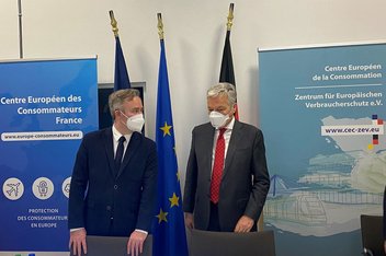 Jean-Baptiste Lemoyne et Didier Reynders en visite au Centre Européen de la Consommation